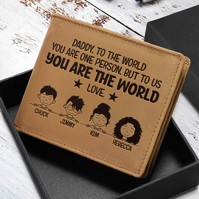 Custom Name Daddy Family Gifts for Dad - Personalized Leather Wallet