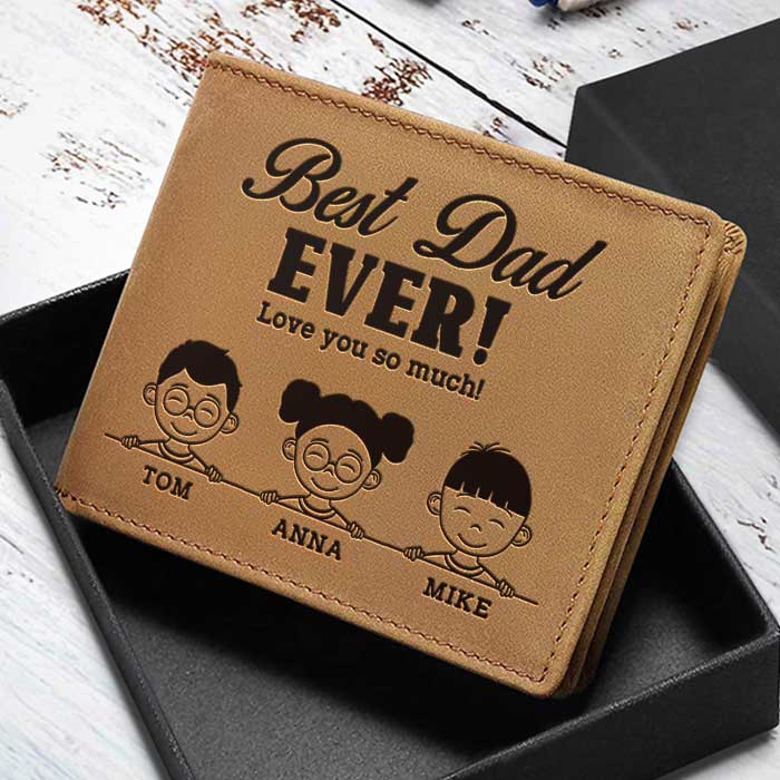 Custom Name Best Dad Gifts - Personalized Leather Wallet