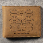 Custom Name Family Gifts for Dad - Personalized Leather Wallet