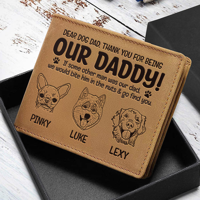Custom Pet Portrait Father's Day Gifts for Dog Dads - Personalized Leather Wallet