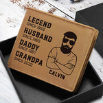 Custom Name Family Milestone Gifts for Men - Personalized Leather Wallet