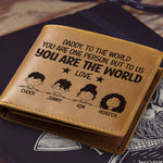 Custom Name Daddy Family Gifts for Dad - Personalized Leather Wallet