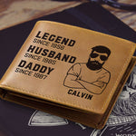 Custom Name Family Milestone Gifts for Men - Personalized Leather Wallet