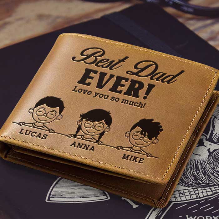 Custom Name Best Dad Gifts - Personalized Leather Wallet