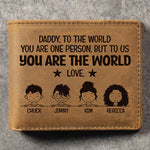 Custom Name Daddy Family Gifts for Dad - Personalized Leather Wallet