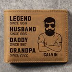 Custom Name Family Milestone Gifts for Men - Personalized Leather Wallet