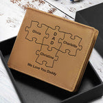 Custom Name Family Gifts for Dad - Personalized Leather Wallet