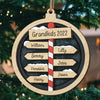 Grandkids 2022 - Personalized Custom Round Shaped 2 Layered Wood Christmas Ornament - Gift For Family Members, Christmas Gift