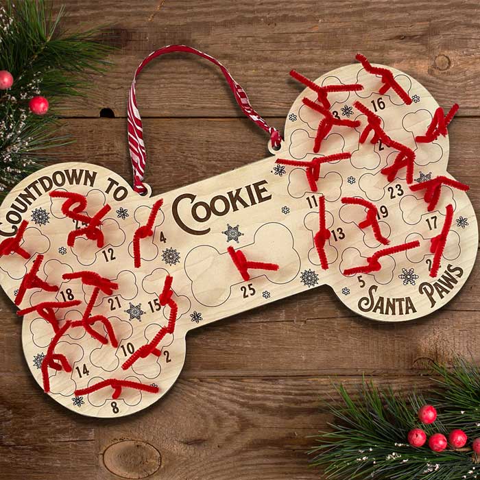 Custom Name Santa Paws Dog Christmas Countdown - Personalized Christmas Wood Sign