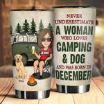 Custom Name Camping Dog Lover Gifts for Women - Personalized Tumbler