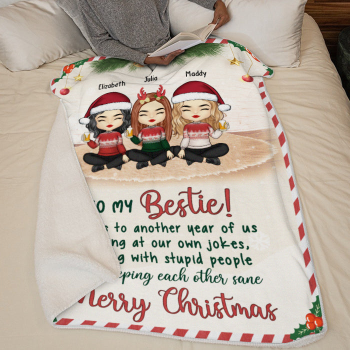 Here's Another Year Of Us Bonding Together - Bestie Personalized Custom Blanket - Christmas Gift For Best Friends, BFF, Sisters
