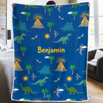 Custom Name Dinosaur Adventure Gifts for Kids - Personalized Blanket