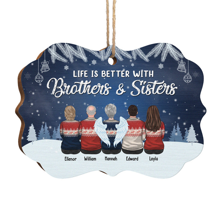 Brothers And Sisters Never Apart - Personalized Custom Benelux Shaped Wood/Aluminum Christmas Ornament - Gift For Siblings, Christmas New Arrival Gift