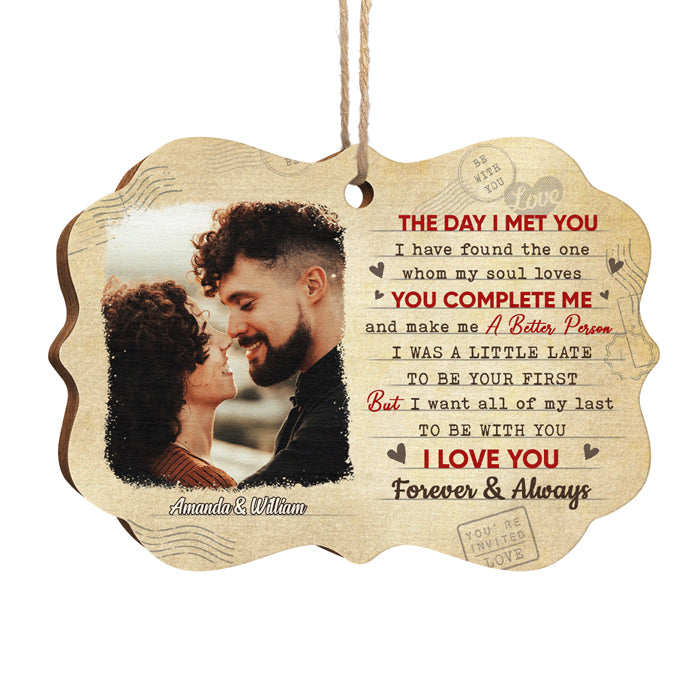 Custom Photo Romantic Christmas Gifts for Couples - Personalized Ornament