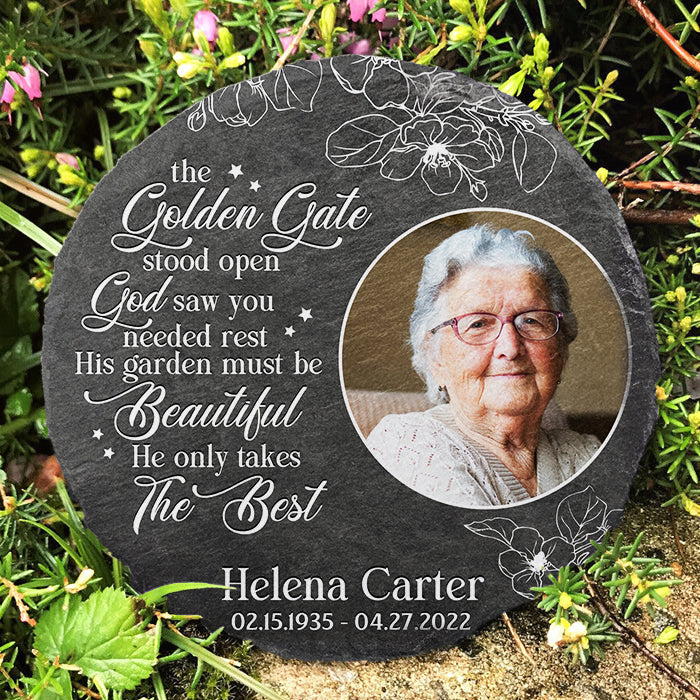Custom Photo Memorial Garden Decor - Personalized Memorial Stone