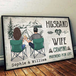 Custom Name Husband Wife Camping Gifts for Couples - Personalized Poster