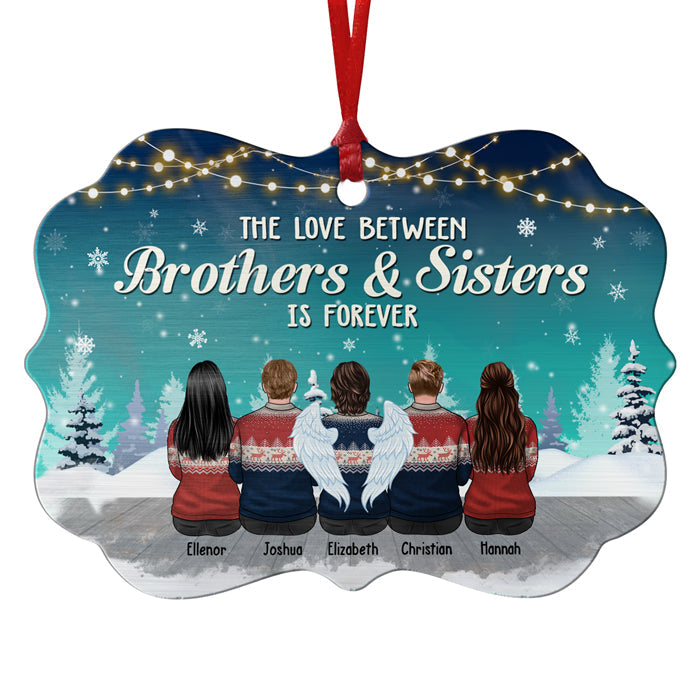 The Love Between Brothers & Sisters Is Forever - Personalized Custom Benelux Shaped Wood Christmas Ornament - Gift For Siblings, Christmas Gift