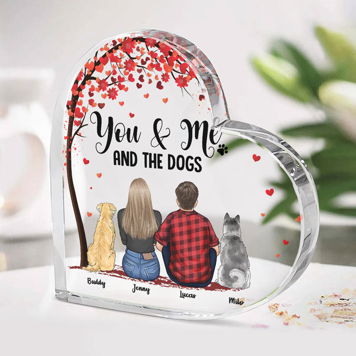 Custom Name Couple and Dog Lover Gifts - Personalized Shaped Acrylic Plaque