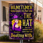 Custom Name Witch Hat Halloween Decor - Personalized Metal Sign