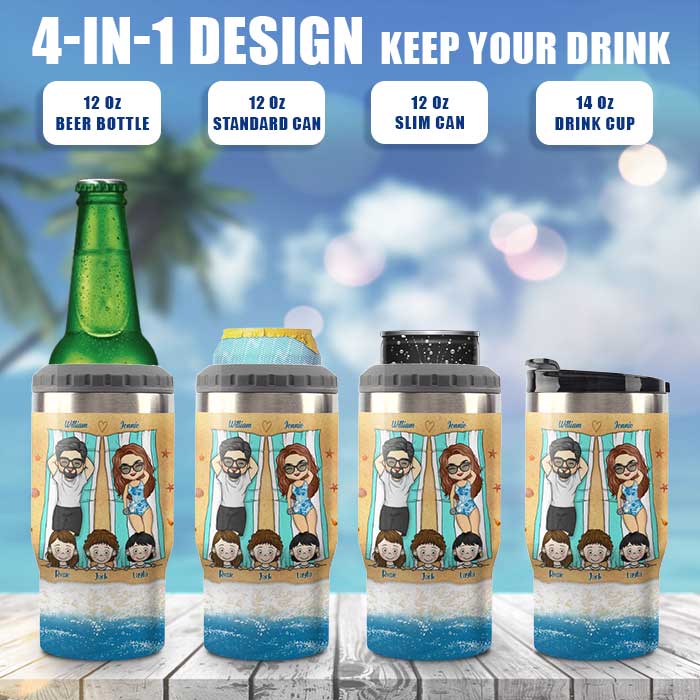 Life Is Better At The Beach - Personalized Can Cooler - Gift For Couples, Husband Wife