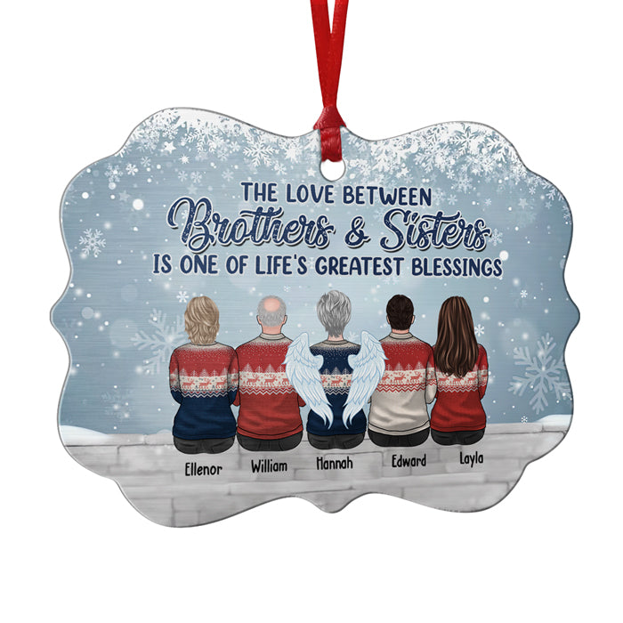 The Love Between Brothers & Sisters Is One Of Life's Greatest Blessings - Personalized Custom Benelux Shaped Wood, Aluminum Christmas Ornament - Gift For Siblings, Christmas New Arrival Gift