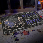 Custom Name Witch and Devil Halloween Decor - Personalized Doormat