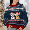 On The Naughty List & Regret Nothing - Personalized Custom Unisex Ugly Christmas Sweatshirt, Wool Sweatshirt, All-Over-Print Sweatshirt - Gift For Dog Lovers, Pet Lovers, Christmas Gift