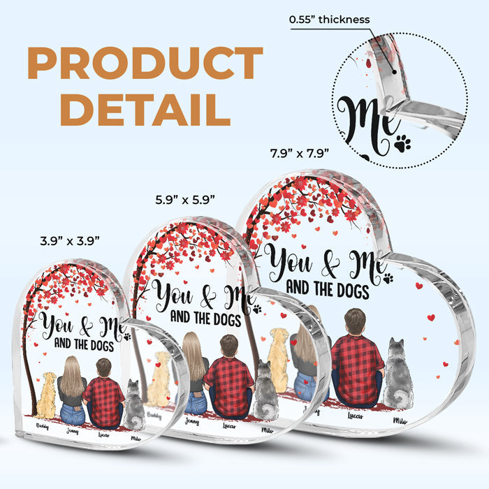 You, Me & These Furry Kids - Couple Personalized Custom Heart Shaped Acrylic Plaque - Gift For Couples, Pet Owners, Pet Lovers