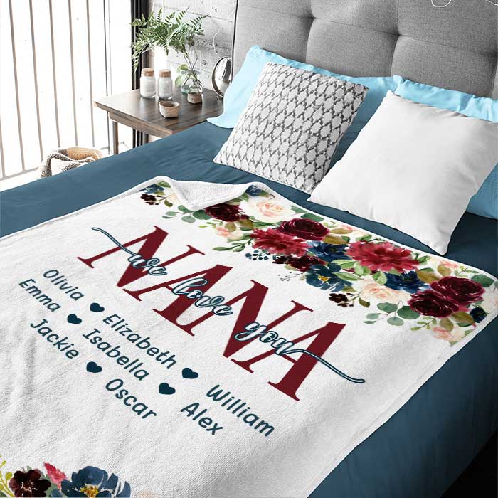 Custom Family Name Gifts for Nana - Personalized Blanket