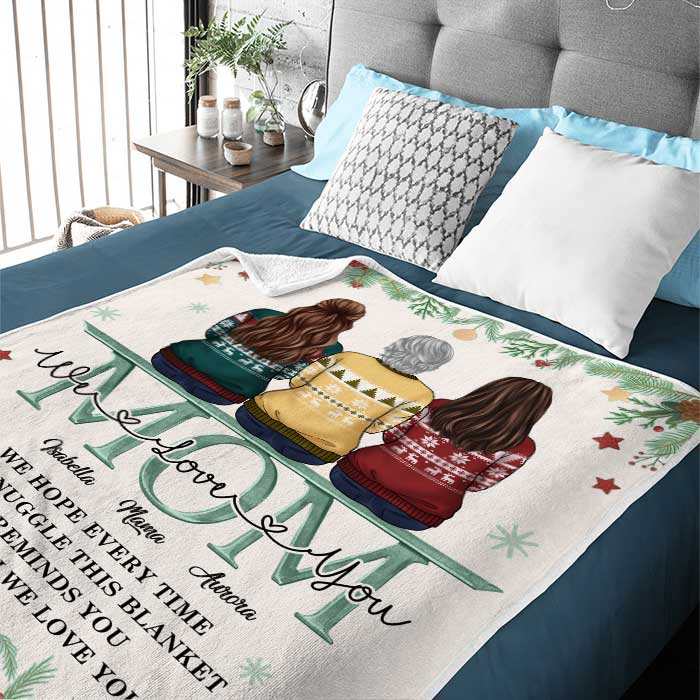 Custom Name Christmas Gifts for Mom - Personalized Blanket