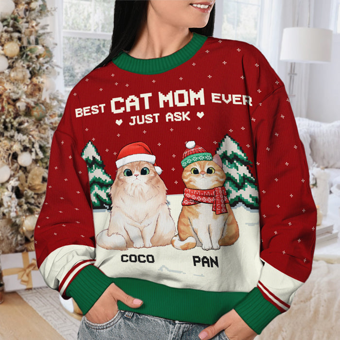 Custom Name Christmas Cat Dad Gifts - Personalized Sweatshirt
