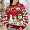 Cat Dad & Cat Mom - Personalized Custom Unisex Ugly Christmas Sweatshirt, Wool Sweatshirt, All-Over-Print Sweatshirt - Gift For Cat Lovers, Pet Lovers, Christmas Gift