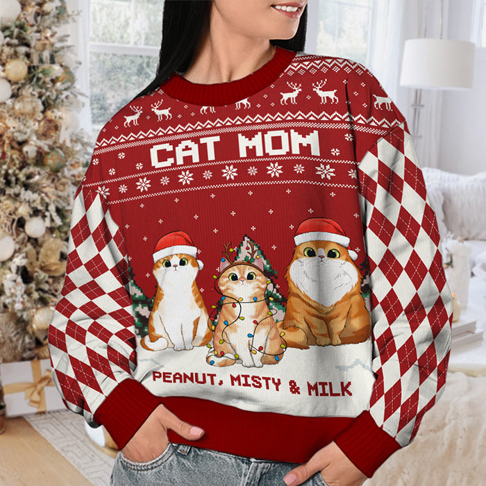 Custom Name Christmas Cat Mom Gifts - Personalized Sweatshirt