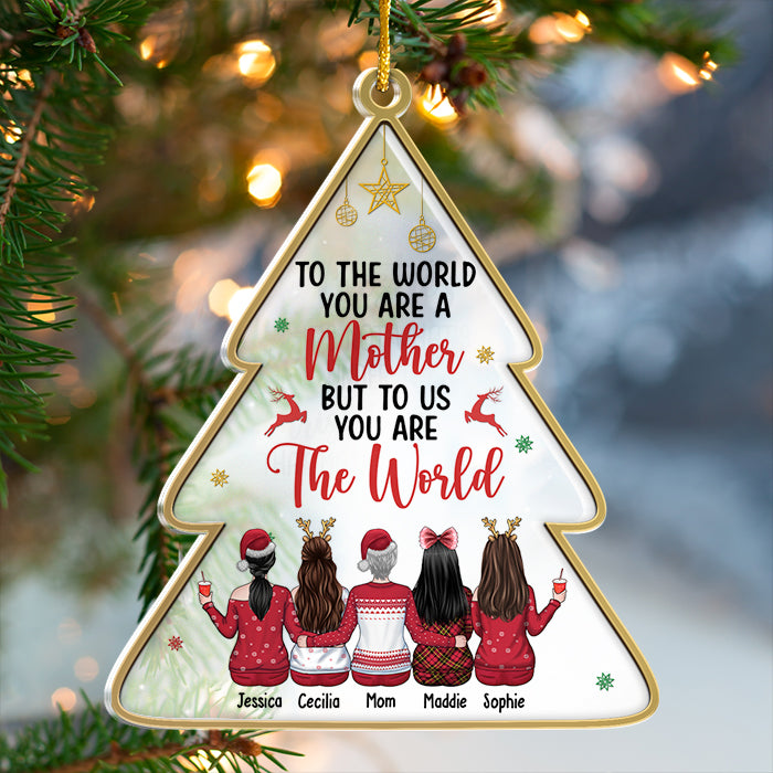 The Love Between A Mother And Daughters Is Forever - Personalized Custom Christmas Tree Shaped Acrylic Christmas Ornament - Gift For Family, Christmas Gift
