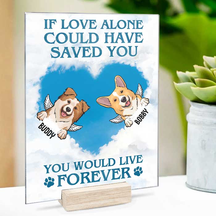 Custom Name Angel Dog Memorial Decor - Personalized Acrylic Plaque