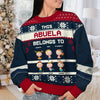 This Grandma Belongs To These Awesome Kids - Family Personalized Custom Ugly Sweatshirt - Unisex Wool Jumper - Christmas Gift For Grandma, Grandparents