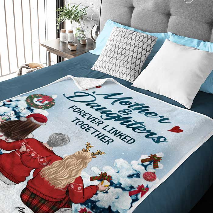 Custom Name Christmas Mother Daughter Gifts - Personalized Blanket