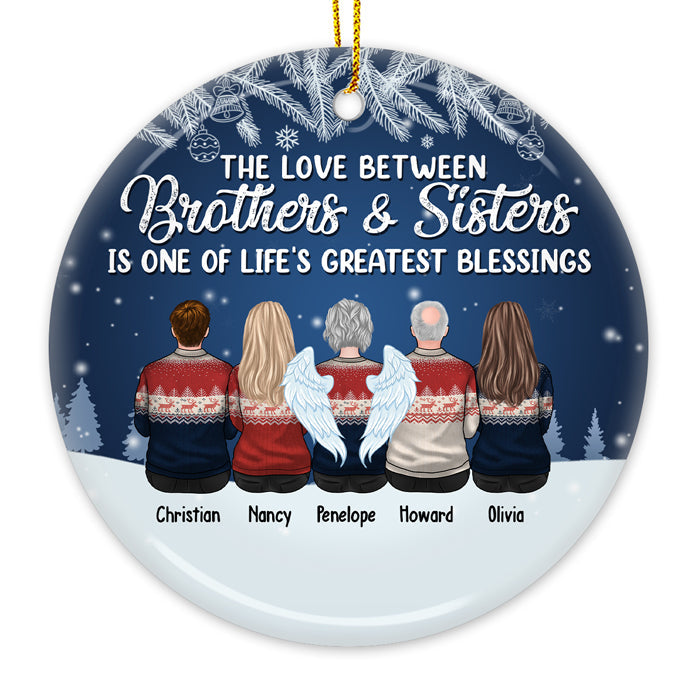Brothers & Sisters At Heart Are Never Apart - Family Personalized Custom Ornament - Ceramic Round Shaped  - Christmas Gift For Siblings, Brothers, Sisters