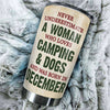 A Woman Loves Camping & Dogs - Personalized Tumbler - Gift For Camping Lovers, Gift For Pet Lovers