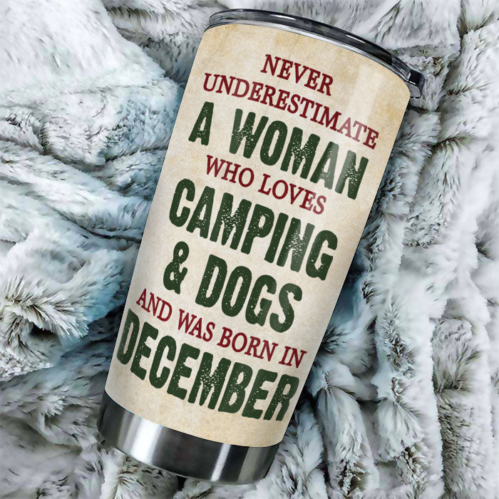 A Woman Loves Camping & Dogs - Personalized Tumbler - Gift For Camping Lovers, Gift For Pet Lovers