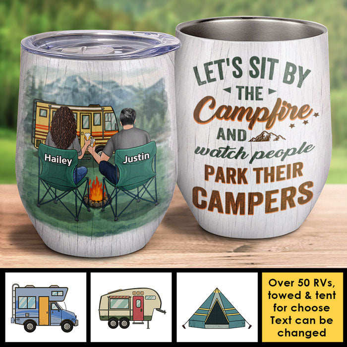 Custom Name Campfire Gifts for Campers - Personalized Wine Tumbler