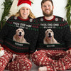 This Dog Dad Belongs To - Personalized Custom Unisex Ugly Christmas Sweatshirt, Wool Sweatshirt, All-Over-Print Sweatshirt - Upload Image, Gift For Dog Lovers, Pet Lovers, Christmas Gift