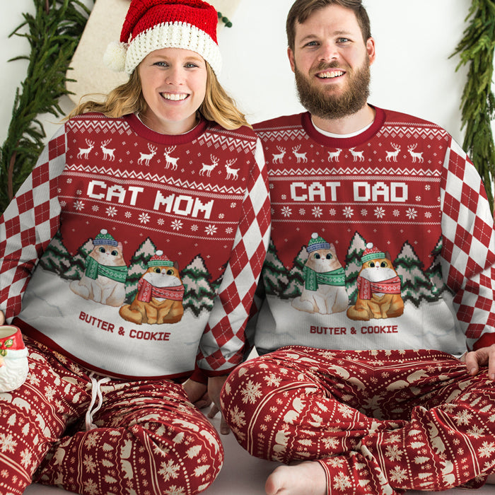 Custom Name Christmas Cat Mom Gifts - Personalized Sweatshirt