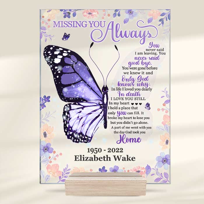 Custom Memorial Butterfly Gifts for Loss - Personalized Acrylic Plaque
