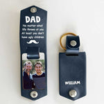 Custom Photo Dad Gifts With Name - Personalized PU Keychain