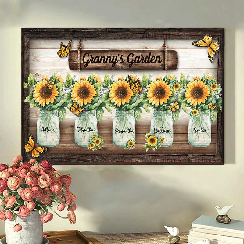 Custom Name Sunflower Garden Gifts for Grandma - Personalized Poster