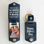 Custom Photo Funny Father's Day Gifts for Dad - Personalized PU Keychain