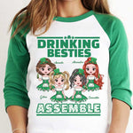 Custom Name St. Patrick's Day Drinking Besties Gifts for Women - Personalized Raglan Shirt