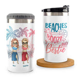 Custom Name Beaches Booze Bestie Gifts for Women - Personalized Can Cooler