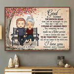 Custom Name God Blessed the Broken Road Couple Gifts - Personalized Poster